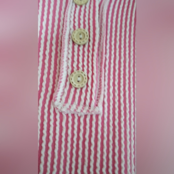 Pink Striped Ribbed Button-Up Top - Picture 4 of 5